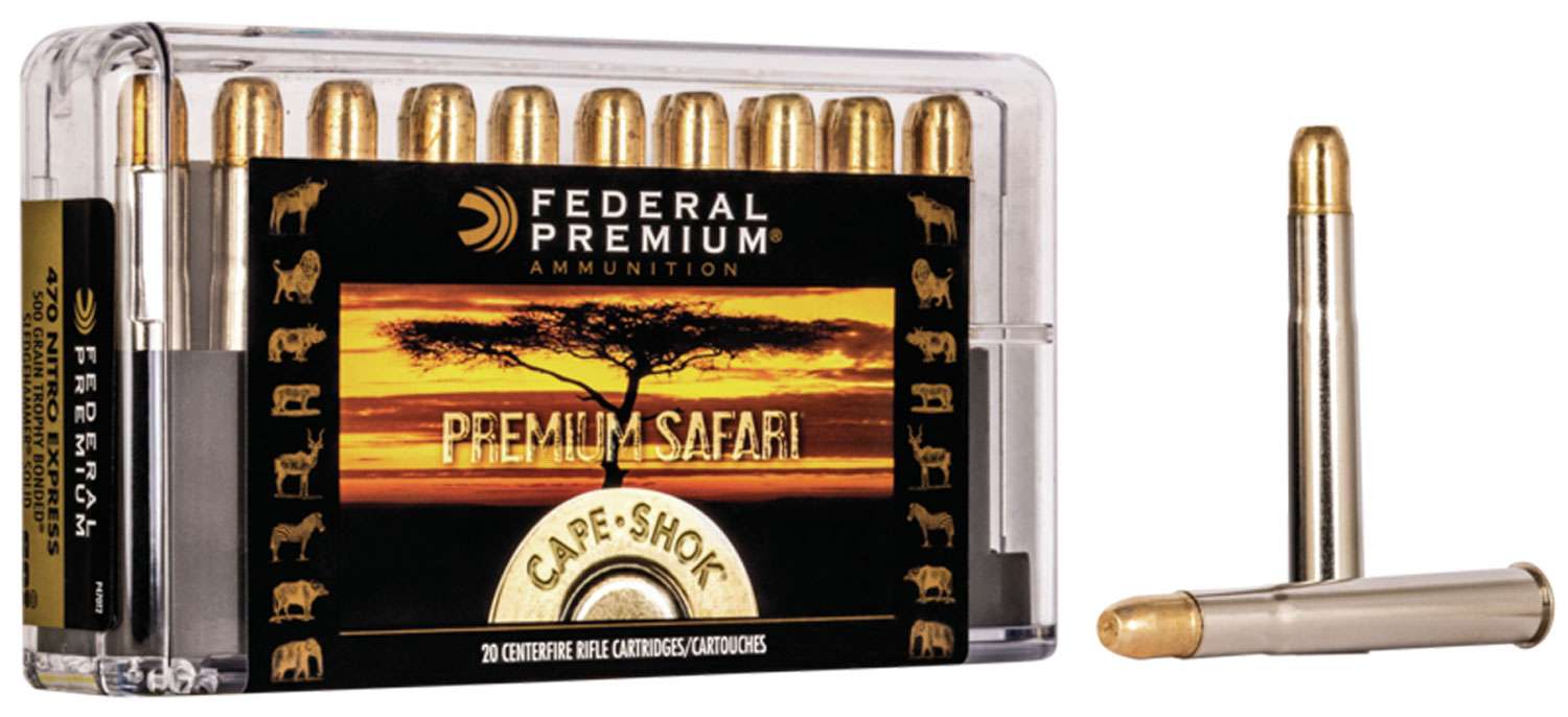 Federal P470T2 Premium Safari Cape-Shok 470 Nitro Express 500 gr Trophy  Bonded Sledgehammer Solid (TBSH) 20 Bx/ 10 Cs | Red River Range