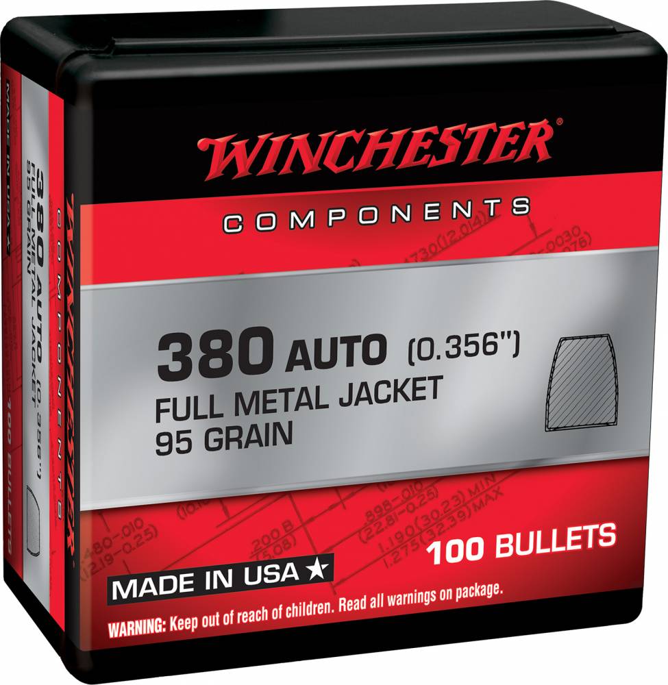 Winchester Ammo WB380MC95 Centerfire Handgun 380 ACP .356 95 gr Full