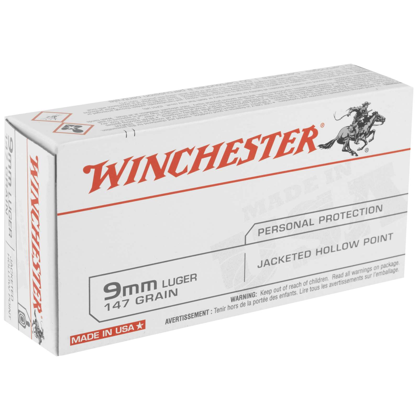 Winchester Ammo USA9JHP2 USA  9mm Luger 147 gr Jacketed Hollow Point (JHP) 50 Bx/ 10 Cs