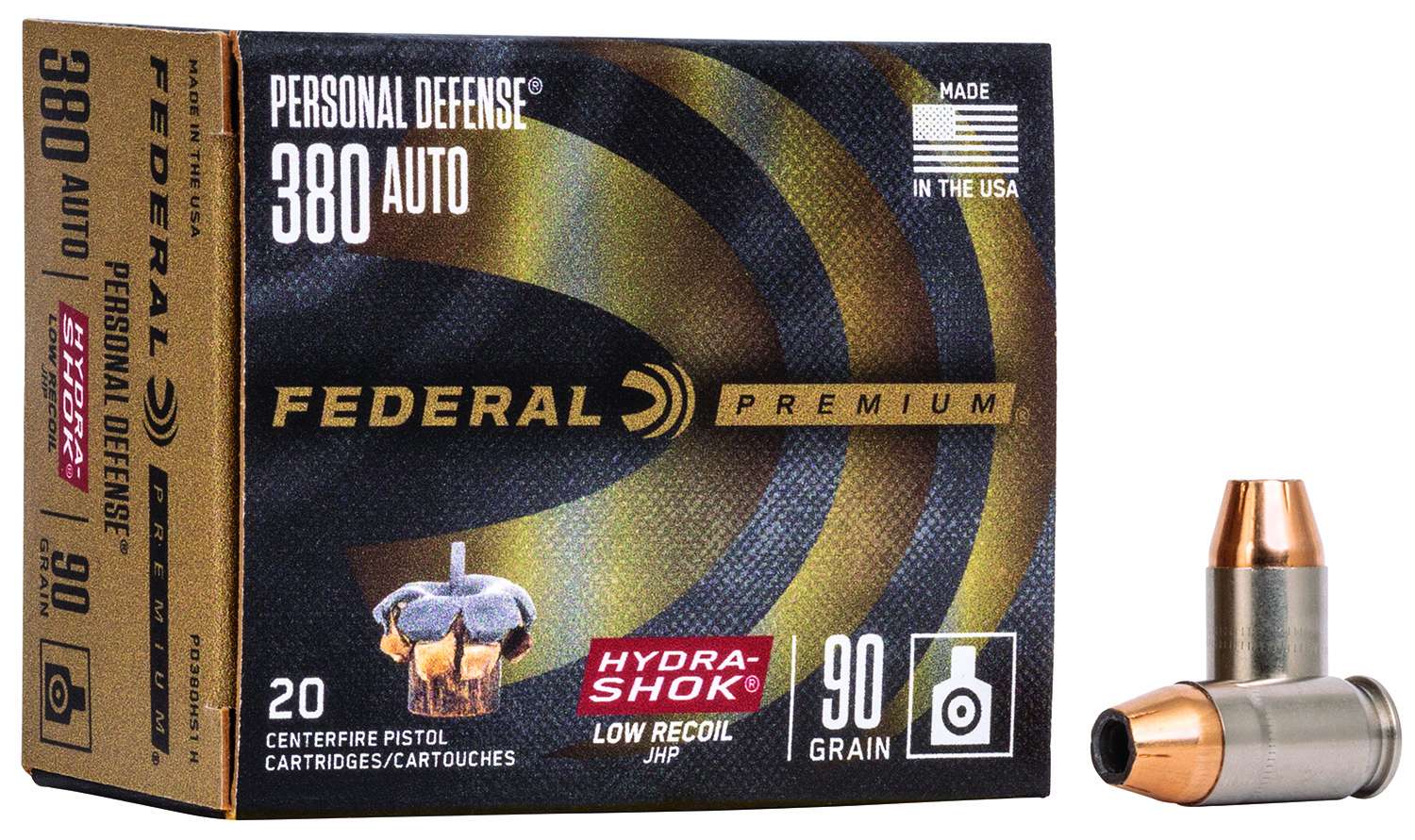Federal PD380HS1 H Premium Personal Defense Low Recoil 380 Auto 90