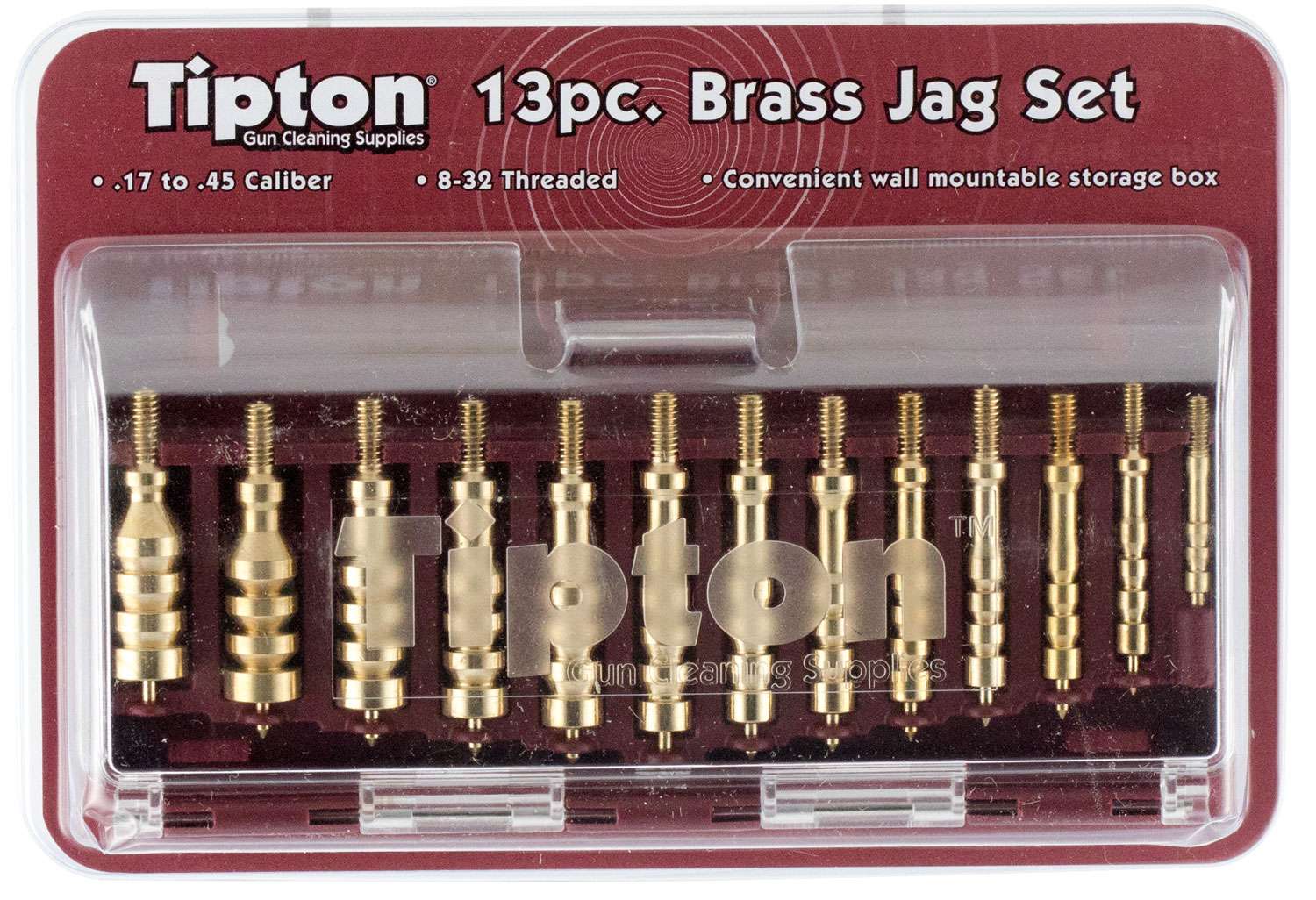 Tipton 749245 Brass Cleaning Jag Set 13 Piece .17 .45 Cal Range USA