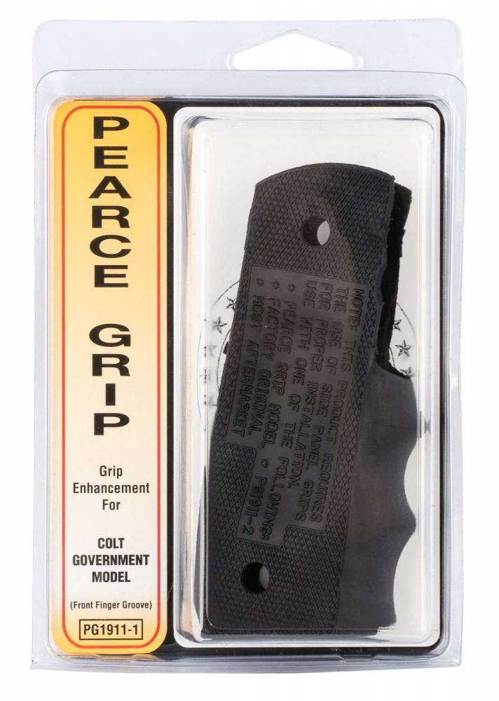 Pearce Grip Pg19111 1911 Finger Groove Insert 1911 Style Government Black Rubber Locked 9145