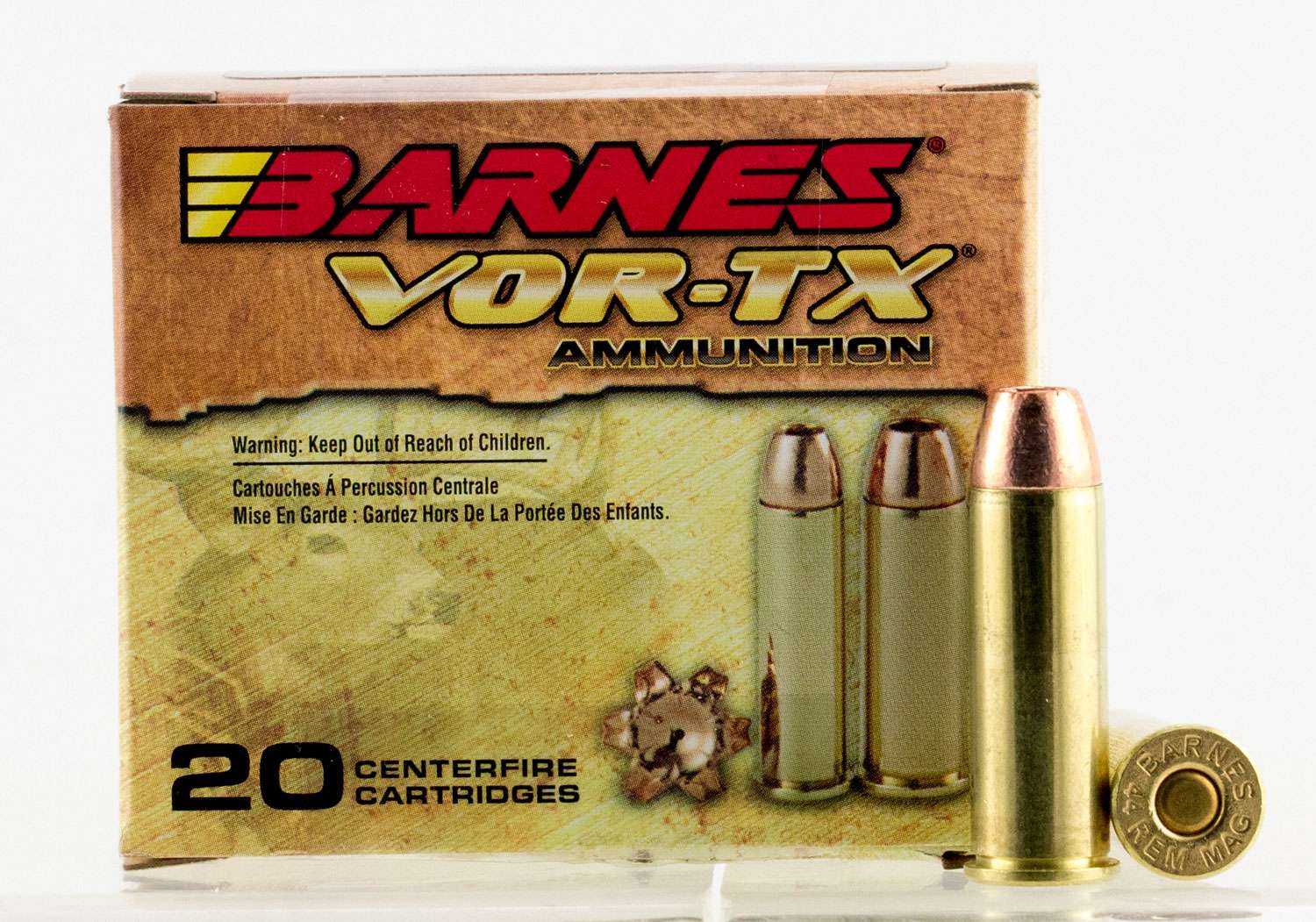 VORTX Handgun 44 Rem Mag 225 gr Barnes XPB 20 Bx/ 10 Cs Youngblood