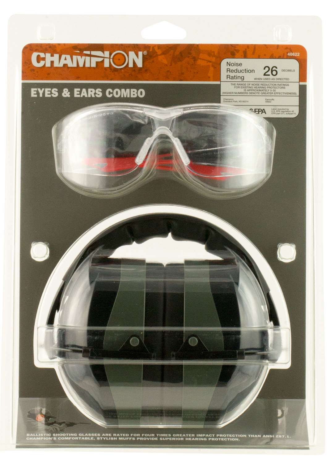 Champion Targets 40622 Eyes And Ears Combo 26 dB Over the Head Black