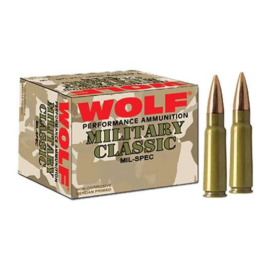 Wolf MC308FMJ168 Military Classic 308 Win 168 gr Full Metal Jacket (FMJ) 20 Bx/ 25 Cs 500rds - Wolf