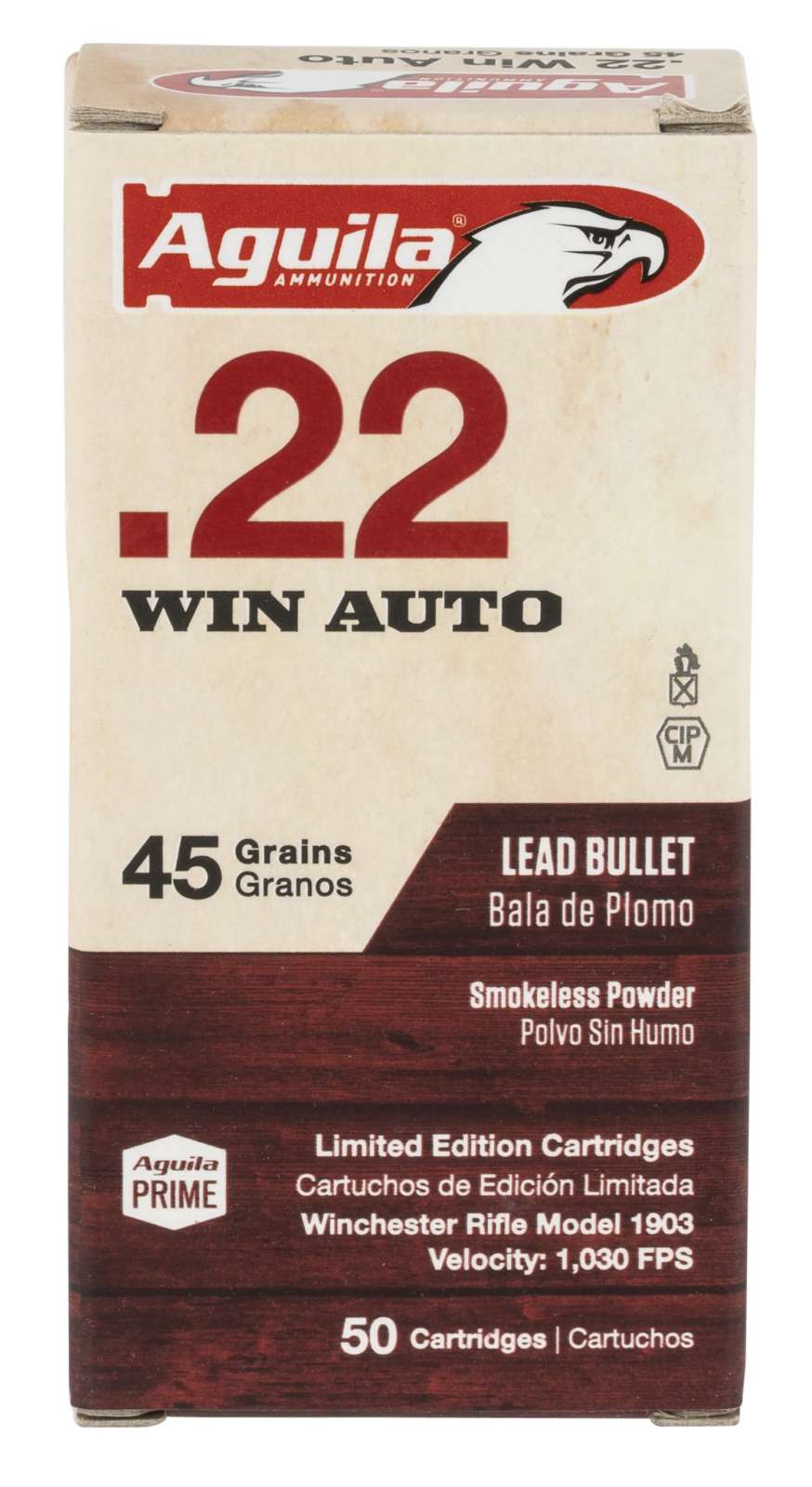 Aguila 1B222504 Rifle 22 Win 45 gr Lead Round Nose (LRN) 50 Bx/ 100 Cs