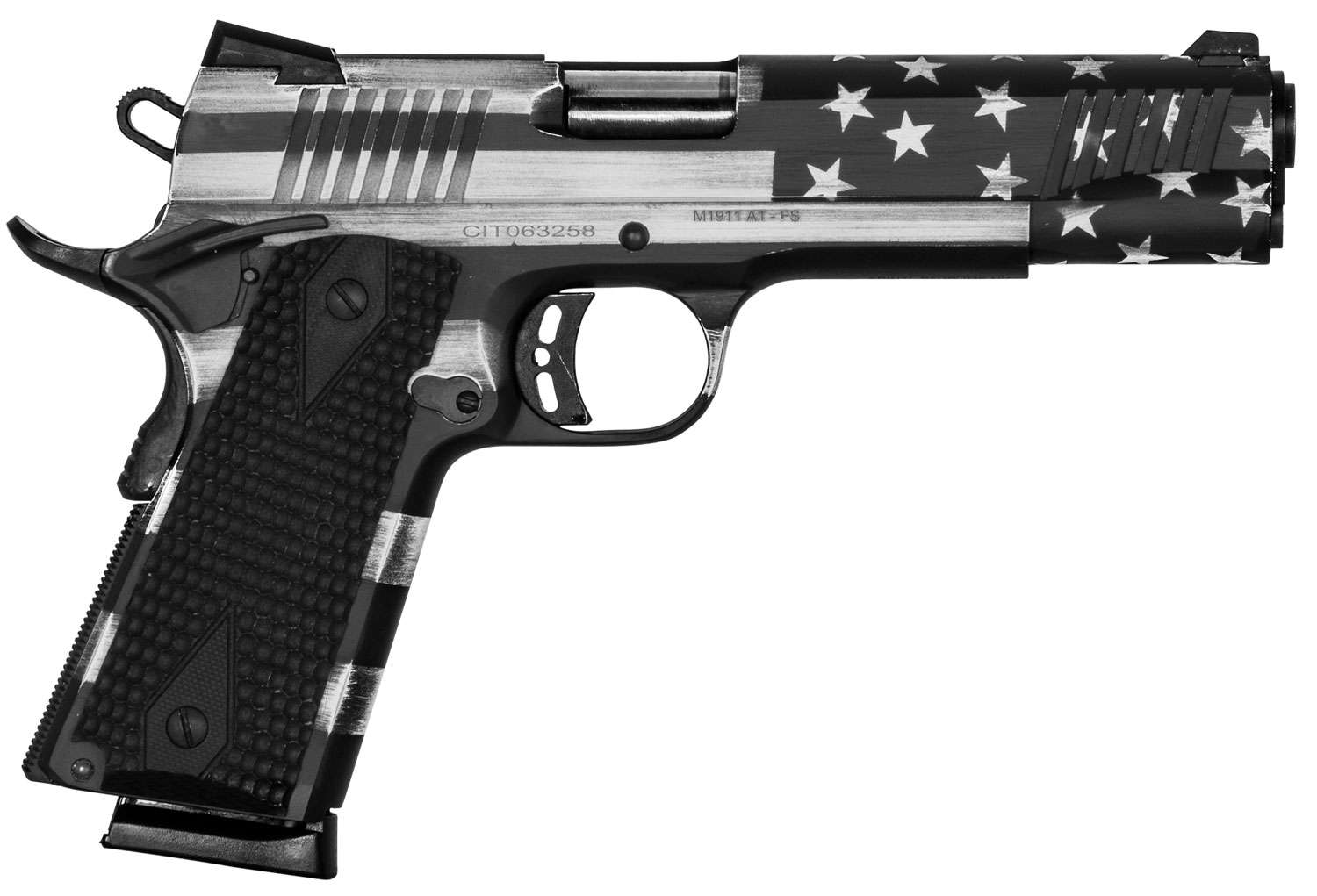 Citadel CITC45FSPUSG M1911 45 ACP 5" 8+1 American Flag Battleworn Gray