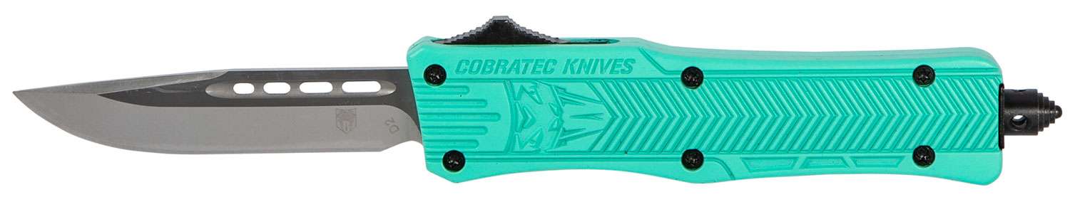 Cobra Tec Knives STFCTK1SDNS CTK-1 Small 2.75" Drop Point Plain D2 Steel Tiffany Blue Aluminum Handle OTF - Cobra Tec Knives Llc