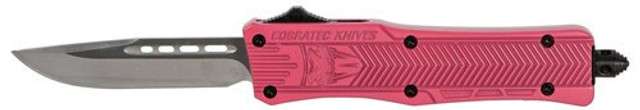 Cobra Tec Knives SPKCTK1SDNS CTK-1 Small 2.75" Drop Point Plain D2 Steel Pink Aluminum Handle OTF - Cobra Tec Knives Llc