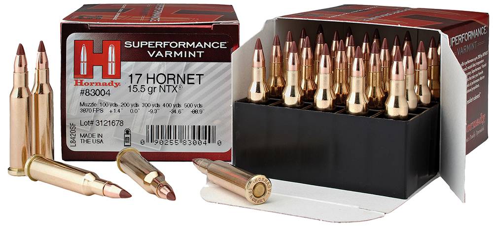 Hornady 83004 Superformance Varmint 17 Hornet 15.5 gr NTX 25 Bx/ 10 Cs - Hornady