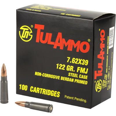 Tulammo UL076210 Rifle 7.62x39mm 122 gr Full Metal Jacket (FMJ) 100 Bx/ 10 Cs - Tulammo