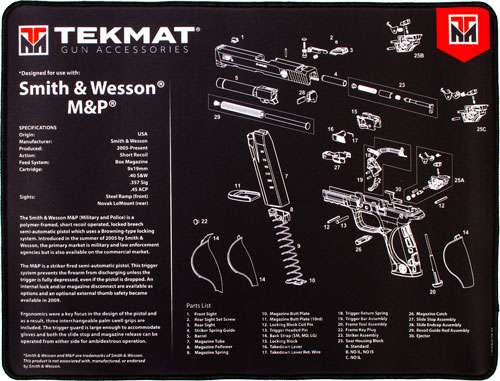 TekMat Ultra Premium Cleaning Mat S&W M&P Parts Diagram 15" x 20" Black-img-0
