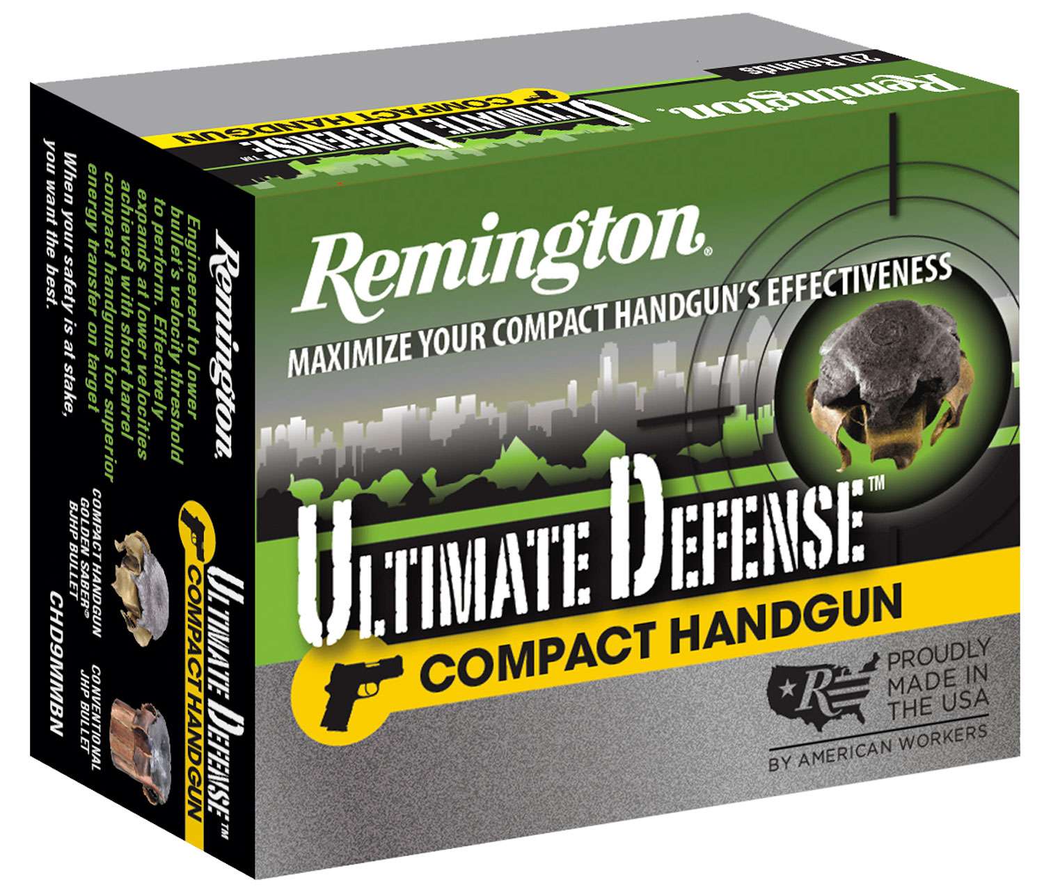 Remington Ammunition Chd9mmbn Ultimate Defense 9mm Luger 124 Gr Brass Jacket Hollow Point Bjhp