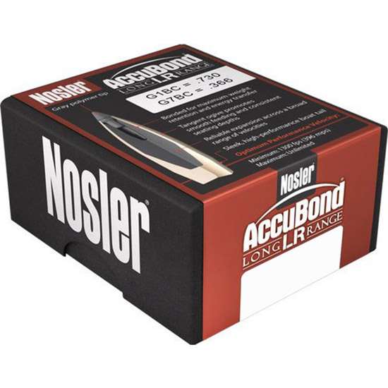 Nosler AccuBond Long Range 7mm .284 168 gr Spitzer Point 100 Per Box-img-0