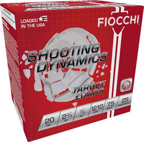 Fiocchi Target Shooting Dynamics 20 Gauge 2.75" 7/8 oz 7.5 Shot 25 Bx/ 10 Cs Heavy Dynamic - Fiocchi