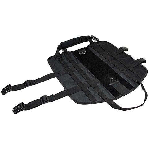 NCSTAR K9 TACTICAL VEST LARGE BLACK 2 HANDLE METAL RINGS LOOP VELCRO