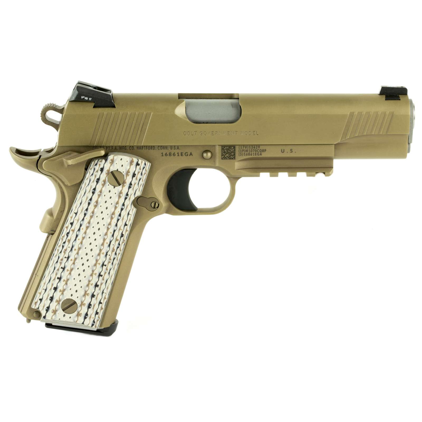 Colt Mfg O1070m45 1911 Cqbp Marine M45 A1 45 Acp 5 71 Brown Decobond Desert Tan G10 Grip Night 8509