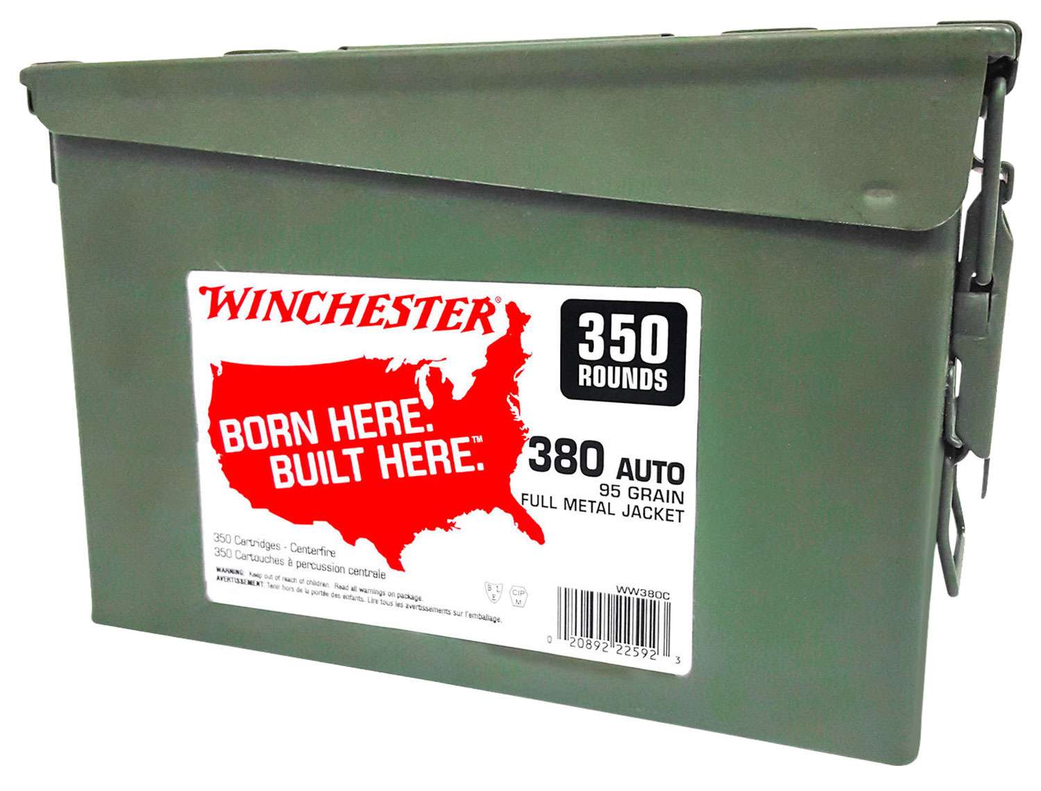 Winchester Ammo WW380C USA 380 ACP 95 gr Full Metal Jacket (FMJ) 350