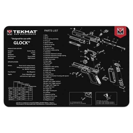 TekMat Original Cleaning Mat Glock Parts Diagram 11" x 17" Black-img-0