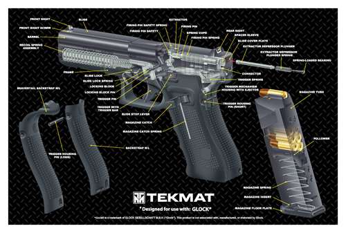 TekMat Original Cleaning Mat Glock 3D Cutaway 11" x 17" Gray-img-0