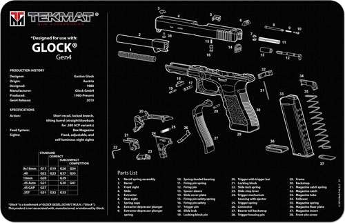 TekMat Armorer's Bench Mat for Glock Gen 4 11"x17" Black-img-0