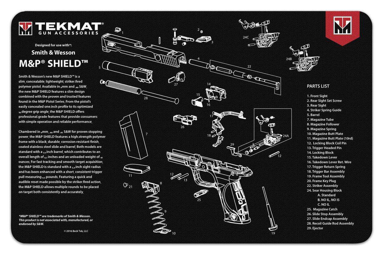 TekMat Gun Cleaning Mat S&W M&P SHIELD Pistol Mat 11"x17" Black-img-0