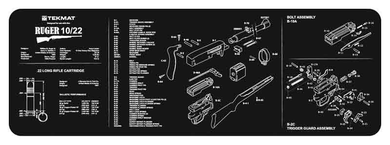 TekMat Gun Cleaning Mat Ruger 10/22 12"x36" Black-img-0