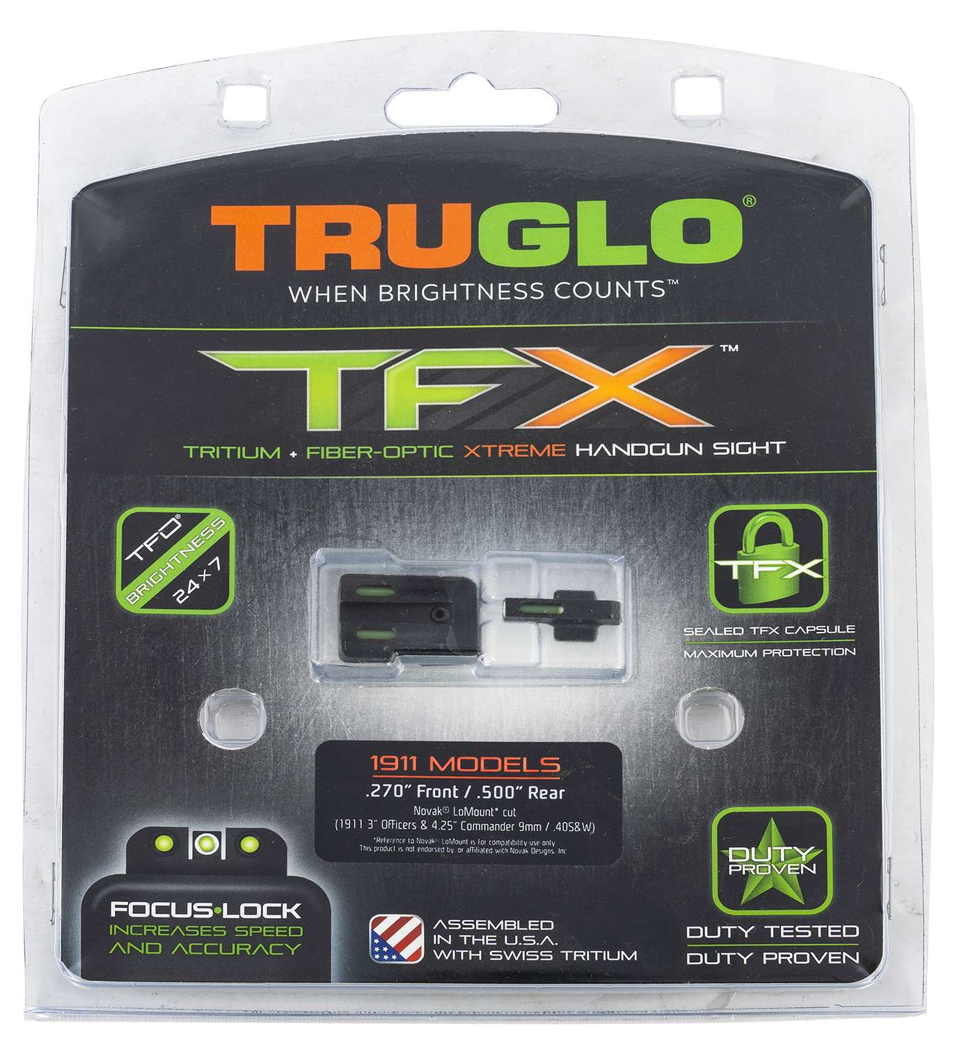 Truglo Tg13nv4a Brite Site Tfx Daynight Sights 1911 Pistol With Novak