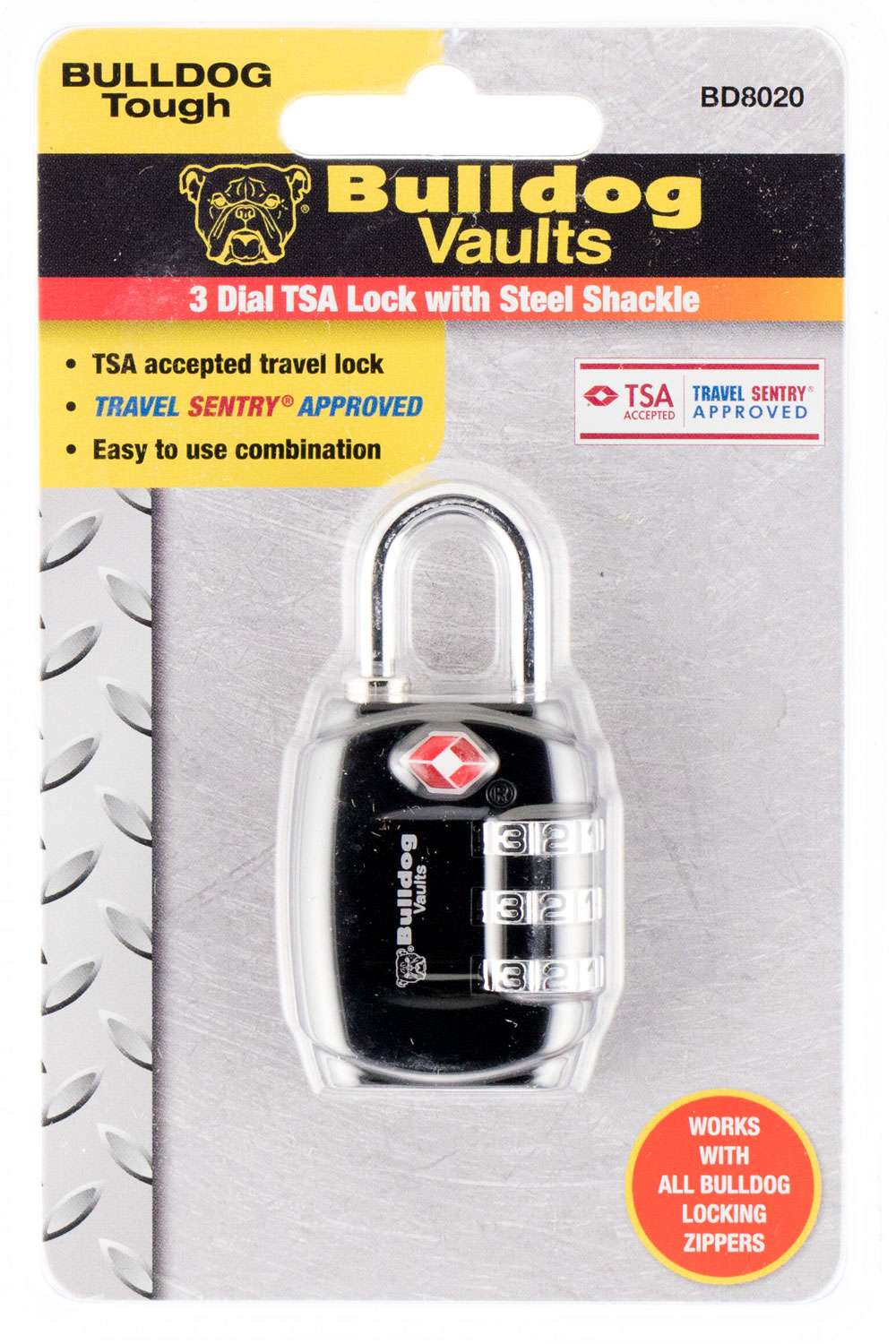 Bulldog BD8020 Combination Lock TSA Approved Combination Black Larry