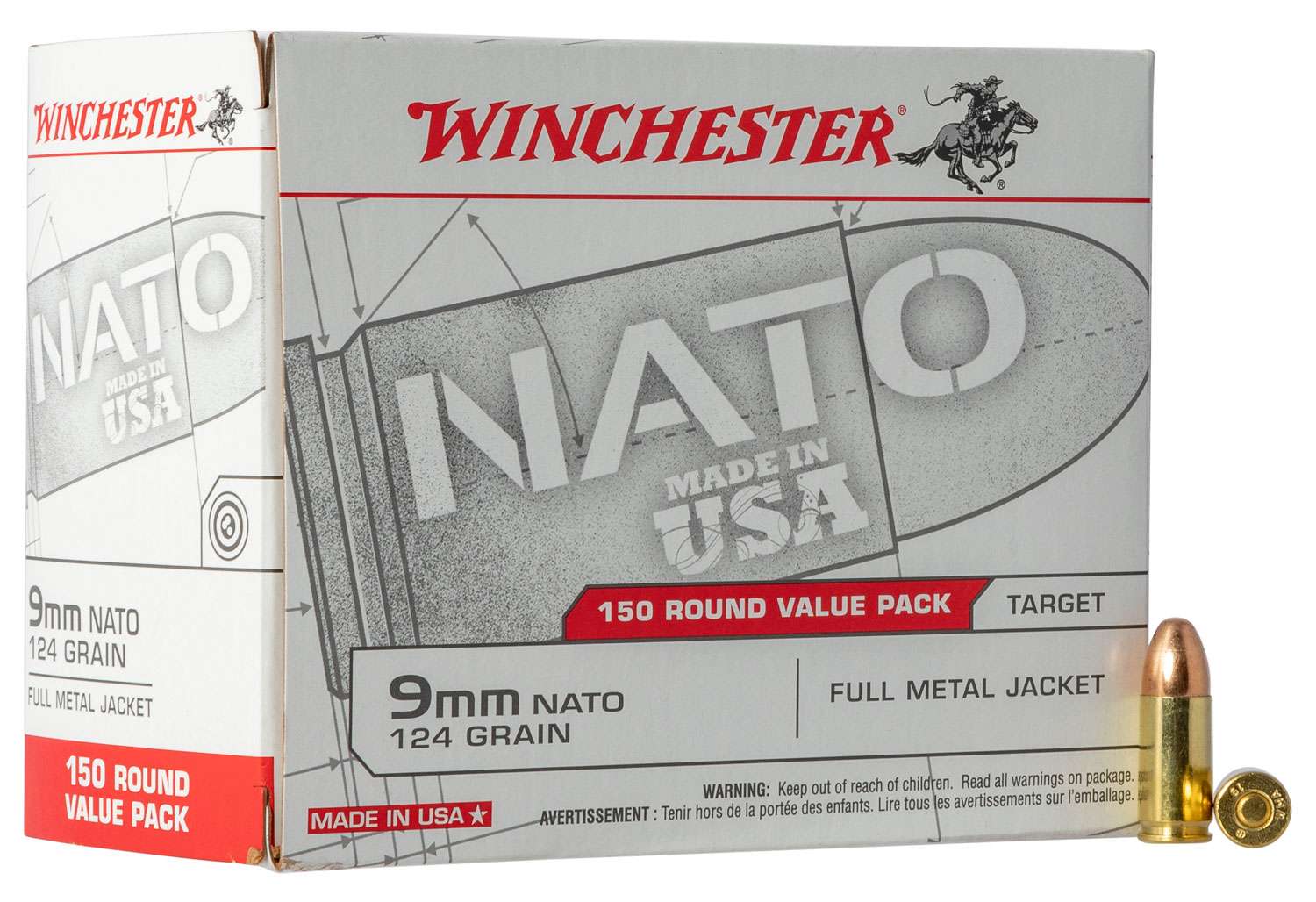 Winchester Ammo USA9NATO USA 9mm NATO 124 gr Full Metal Jacket (FMJ