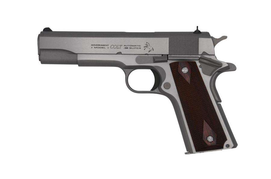 New Colt 1911 Government 38 Super 5" 9rd Stainless-img-0