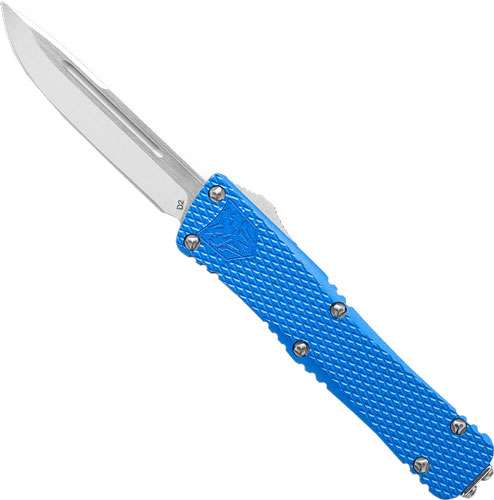 Cobra Tec Knives MKBLUMDNS Mini Mamba 2.25" Drop Point Plain D2 Steel Blue Aluminum Handle OTF - Cobra Tec Knives Llc