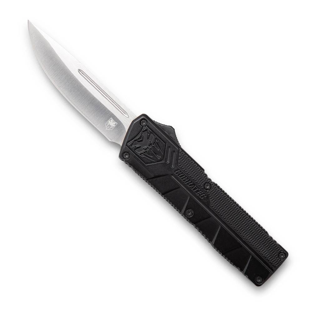 Cobra Tec Knives BCTLWDNS Lightweight 3.25" Drop Point Plain D2 Steel Black Aluminum Handle OTF
