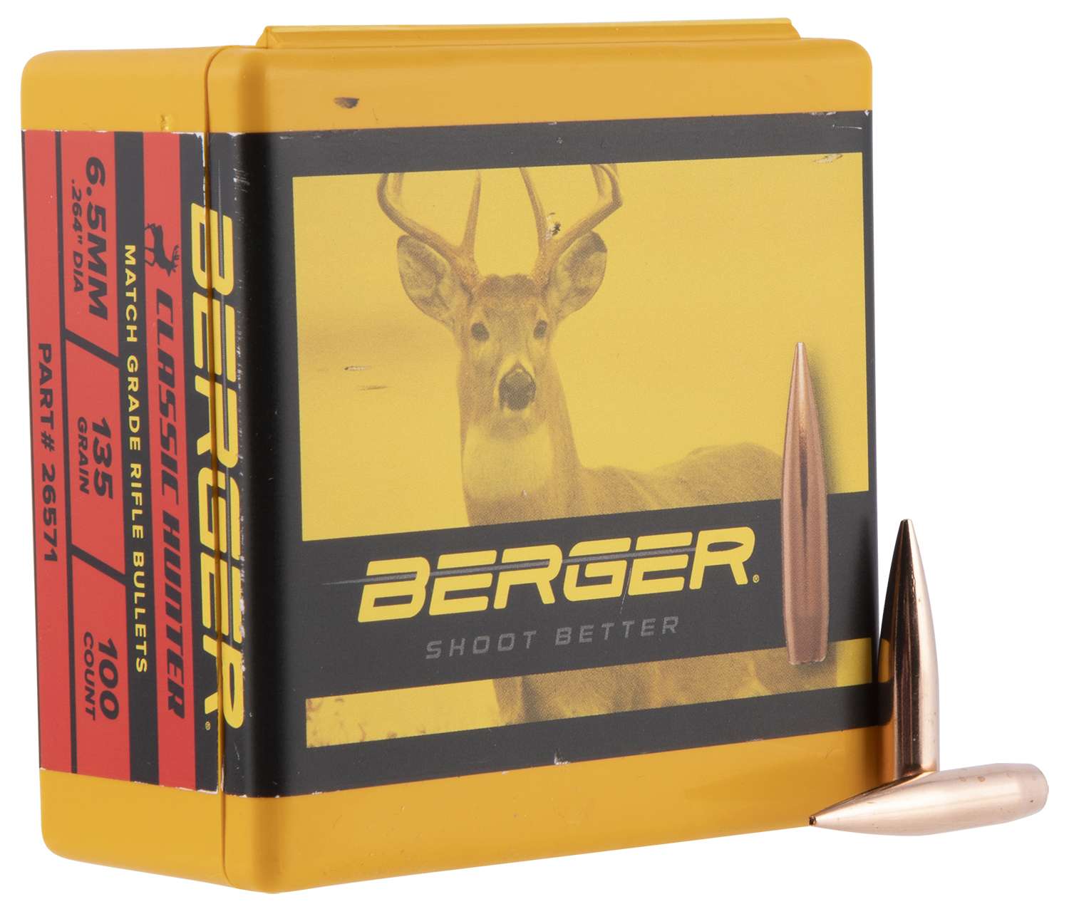 Berger Bullets 26571 Classic Hunter 6.5mm .264 Dia 135 GR Boat Tail (BT ...