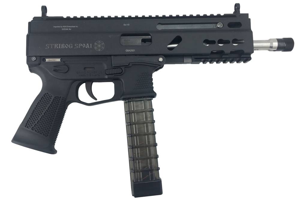 Grand Power Stribog Carbine Pistol Pistol Semi-Automatic 9mm Luger 8" TB 20+1 Black Polymer Grip Black Hardcoat Anodized