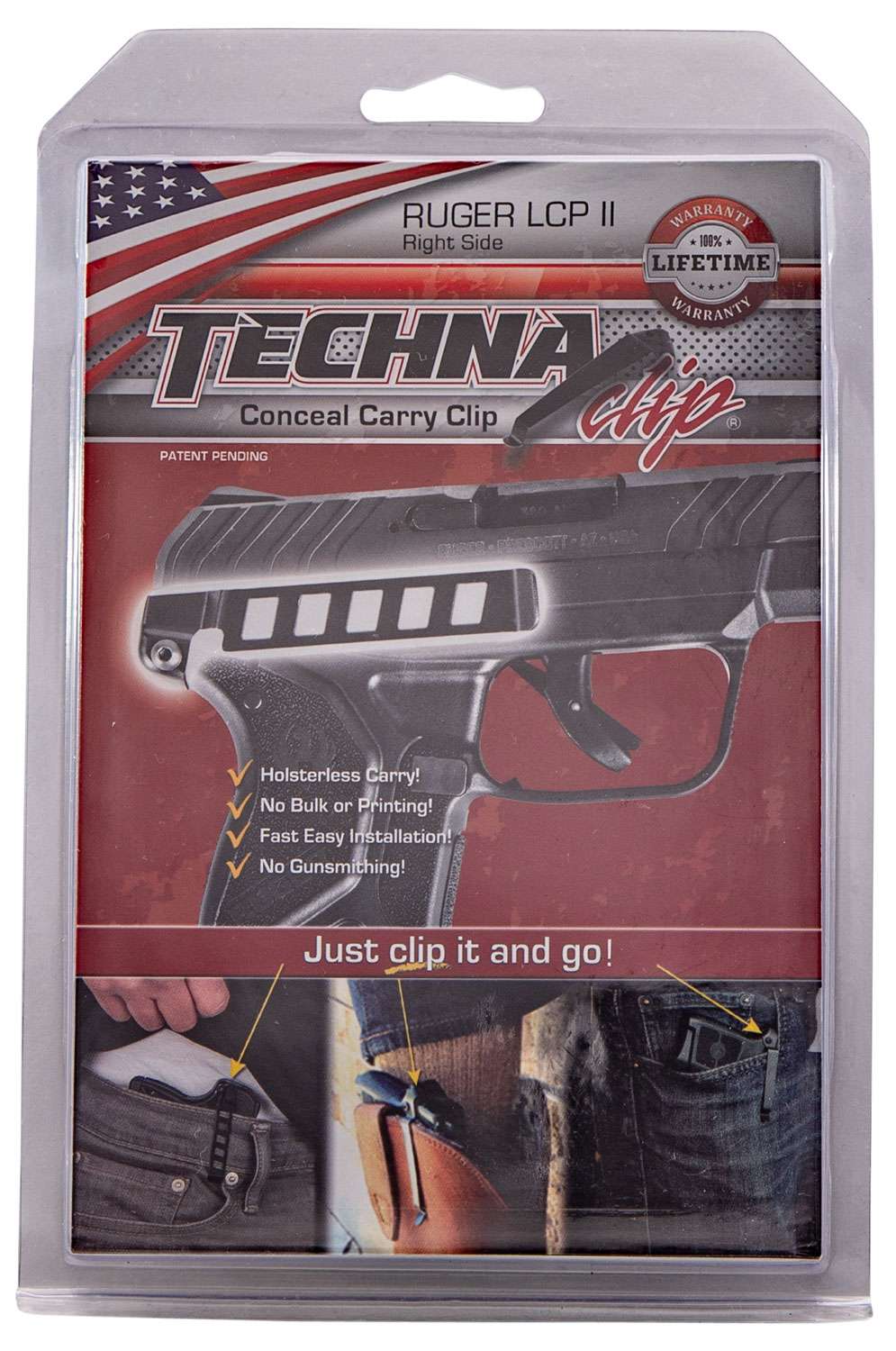 Techna Clip LCPIIBR Conceal Carry Gun Belt Clip Black Carbon Fiber Belt