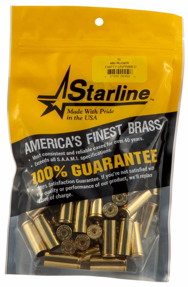Starline Brass STAR480REUP5 Handgun 480 Ruger Brass 50 Per Bag