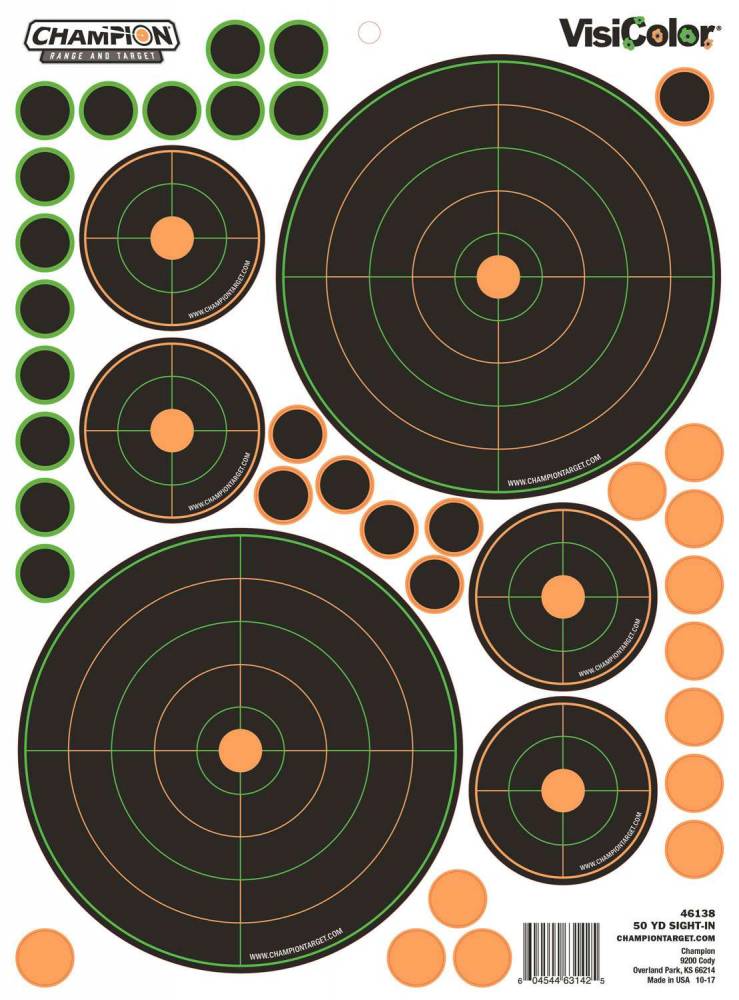 Champion Targets 46138 VisiColor Variety Pack 50 yds SightIn Self