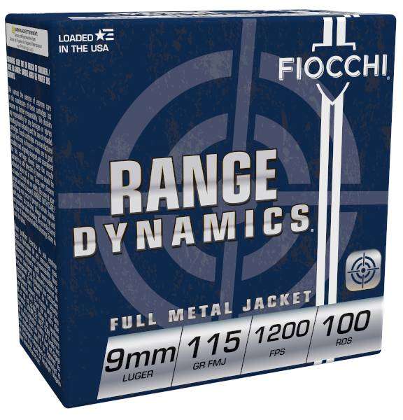 Fiocchi 9ARD100 Range Dynamics 9mm Luger 115 gr Full Metal Jacket (FMJ ...