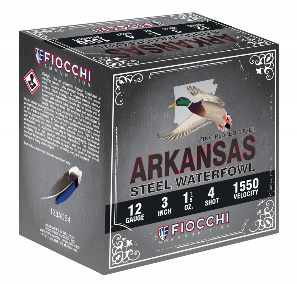 Fiocchi Arkansas Steel Waterfowl Shotshells 12ga 3 1-1/5oz 1550 fps #4 100/ct - Fiocchi - 12 Gauge