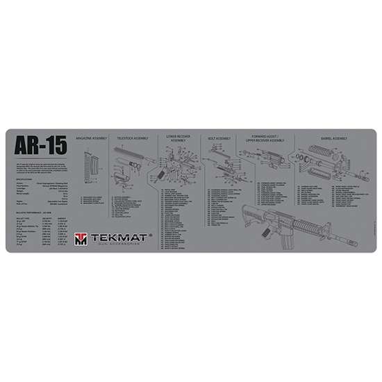 TekMat Original Cleaning Mat AK-47 Parts Diagram 12" x 36" Gray-img-0