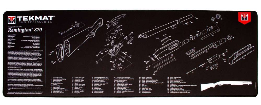 TekMat TEKR44REM870 Ultra Premium Cleaning Mat Remington 870 Parts Diagram  15