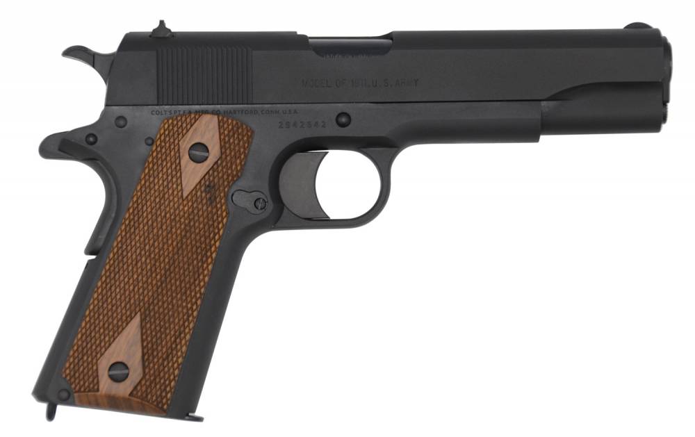 Colt Mfg O1911m 1911 Wwi Reproduction 45 Acp 500 71 Matte Blued Double Diamond Checkered Wood 1513