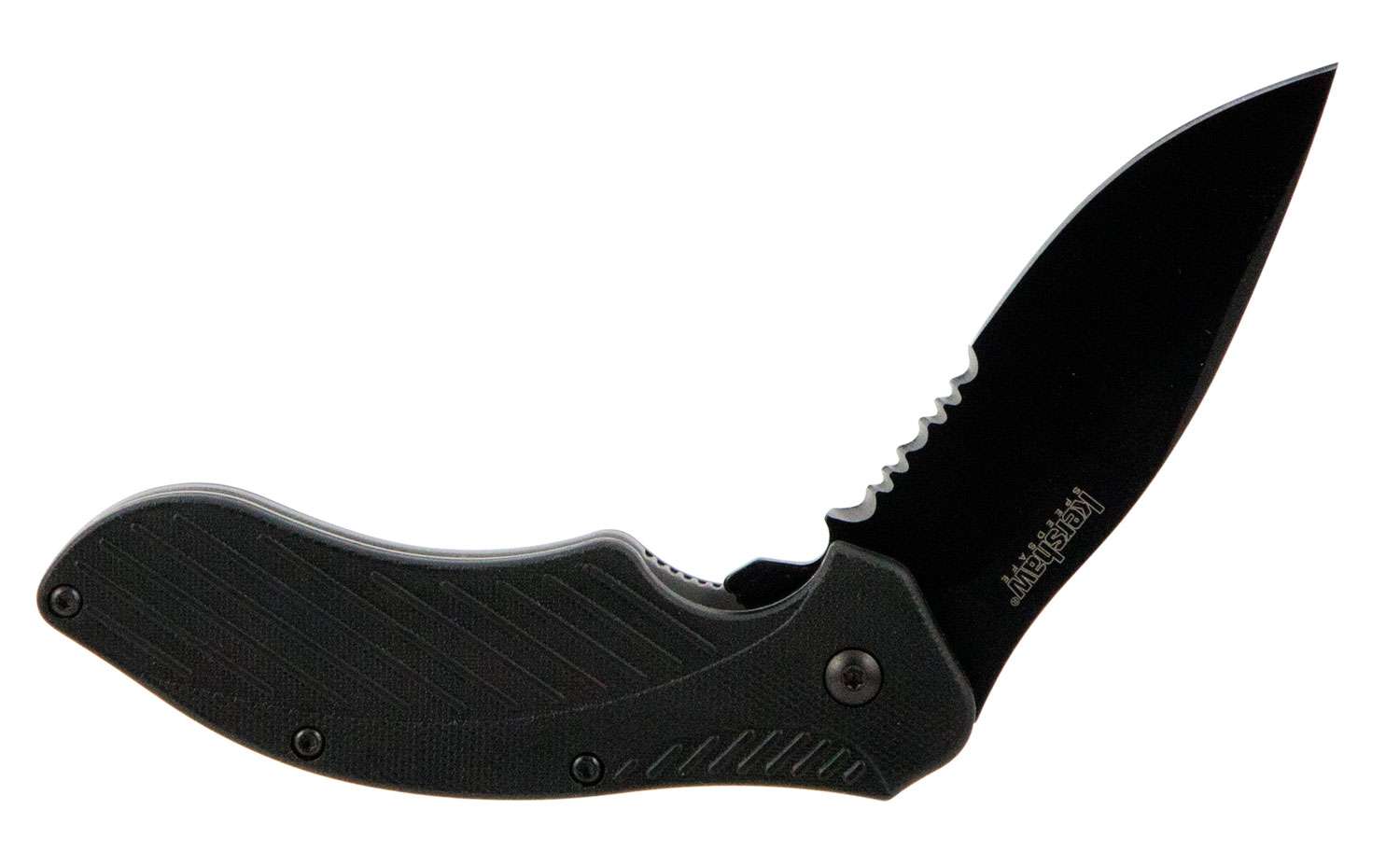 Kershaw Clash 3.10in Drop Point Part Serrated Black Oxide/ SS FRN Black
