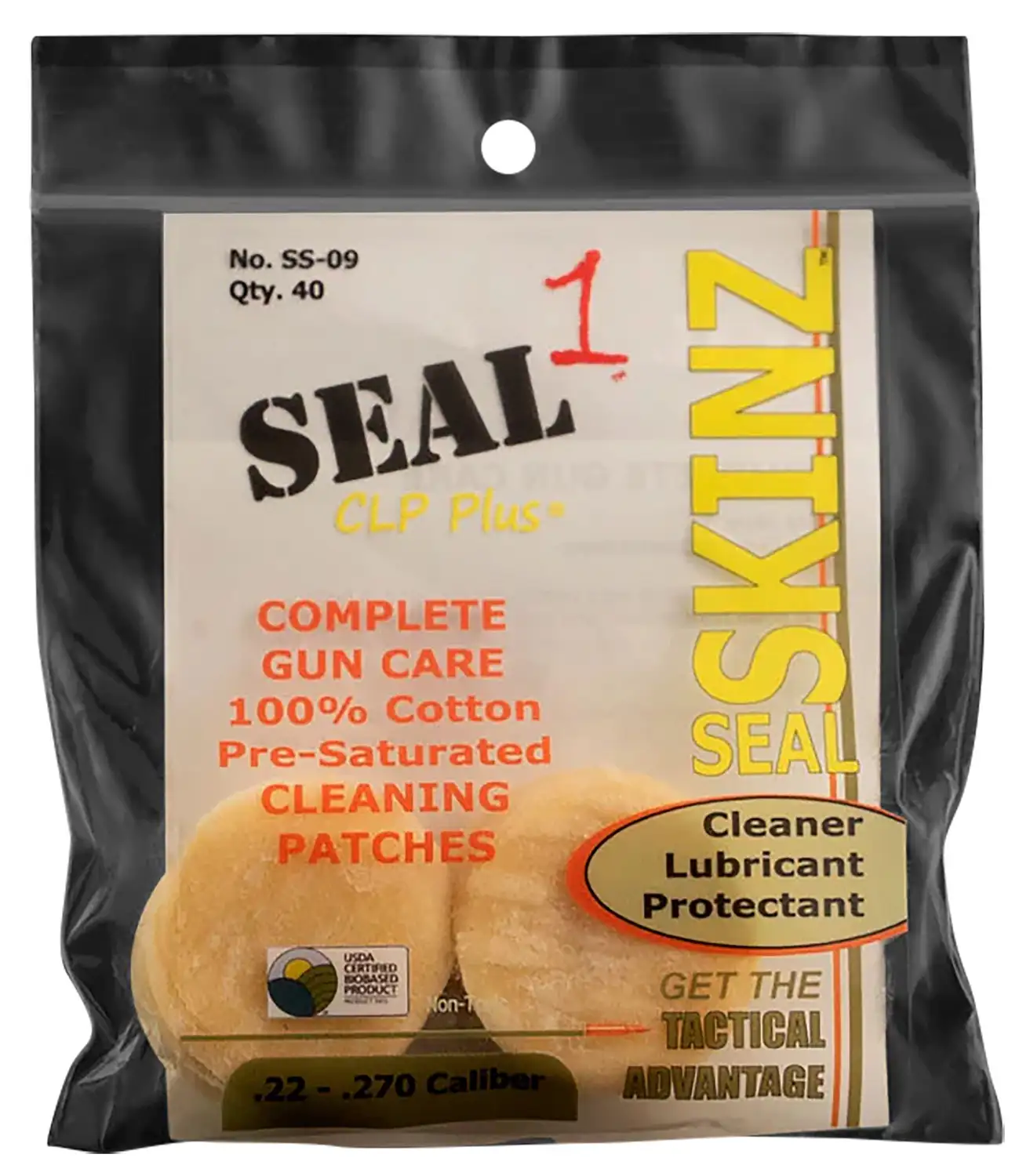 SEAL 1 SS-09 .22 - .270 CAL TREATED PATCHES 40/BAG