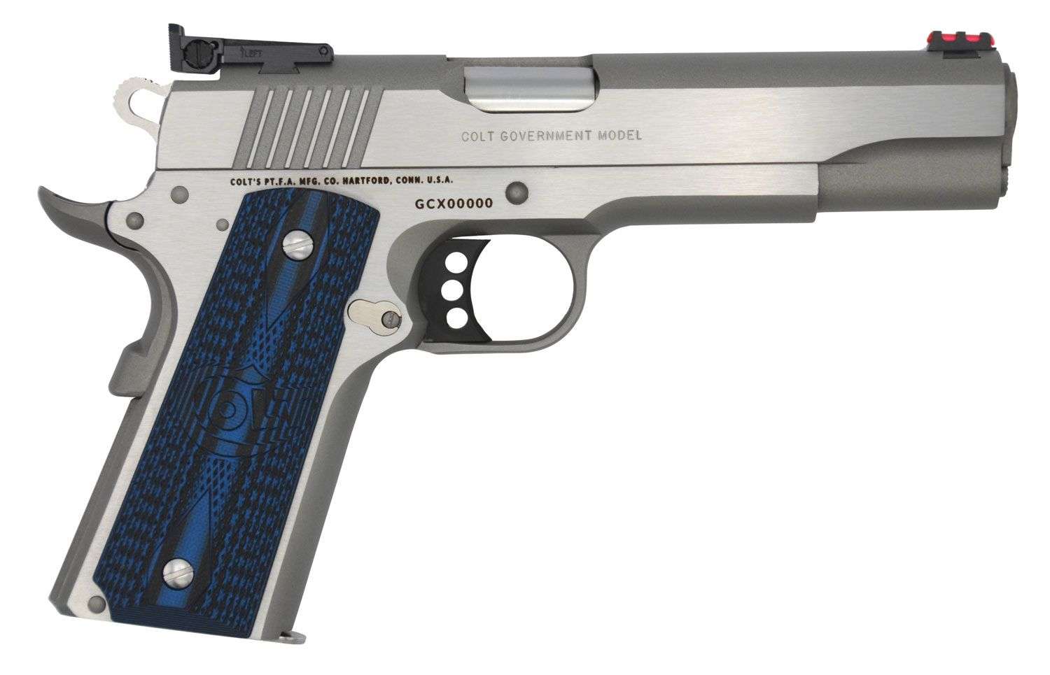 New Colt Gold Cup Lite 38 Super 5" Stainless Blue G10-img-0