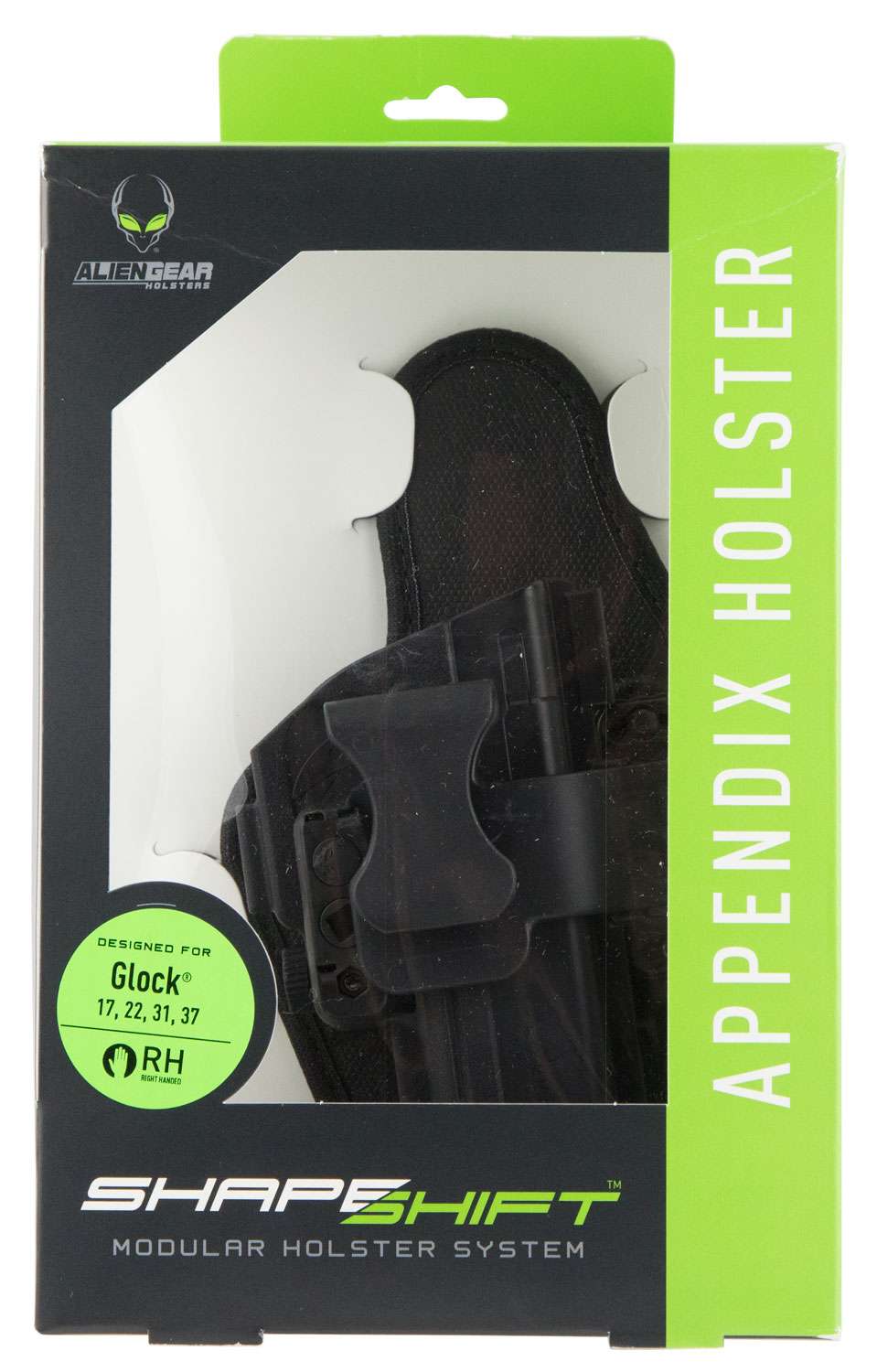 Alien Gear Holsters SSAP0601RH ShapeShift Appendix AIWB Compatible with Glock 17 Polymer Black
