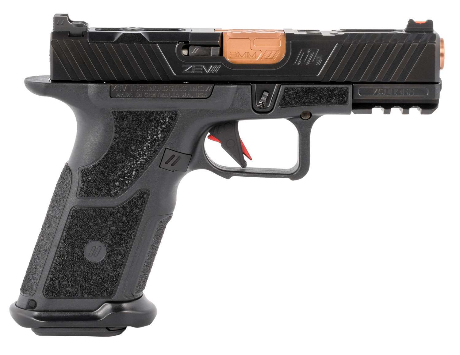 ZEV OZ9CXCPTBBRZ OZ9 Compact 9mm Luger 17+1 Black Black X Polymer Grip ...