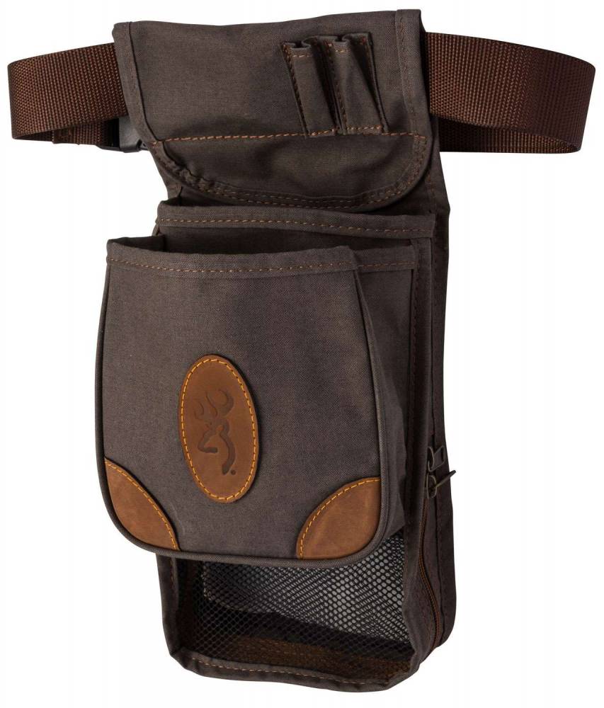 Browning 121388693 Lona Deluxe Shell Pouch Flint Canvas Body w/Brown