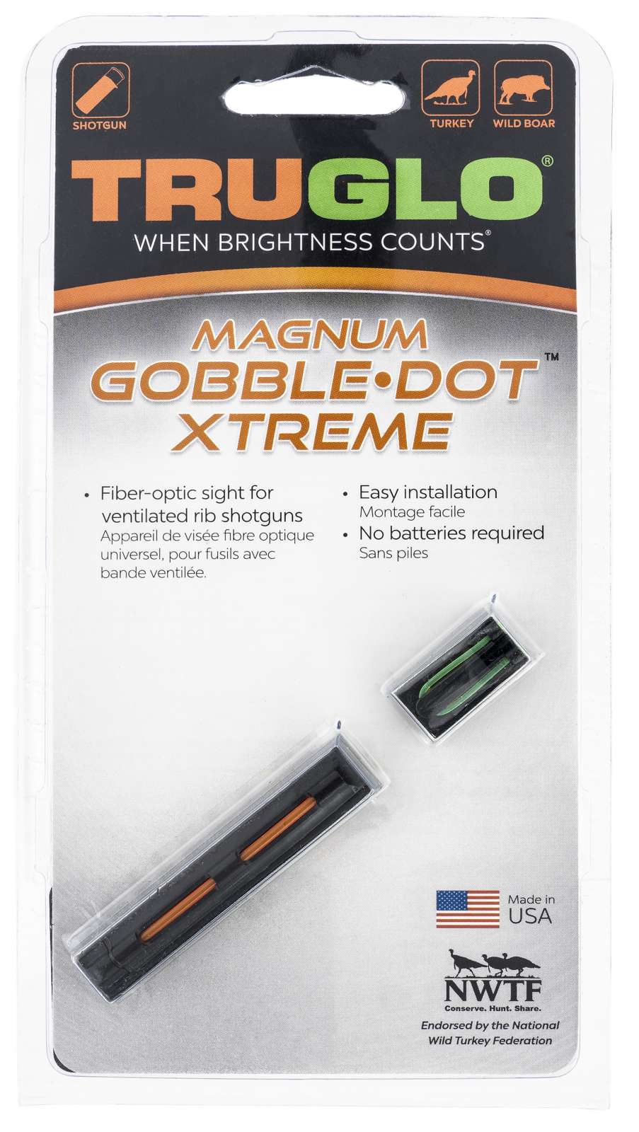 TRUGLO TG941XA Magnum Gobble-dot 25 Vent Rib Long Gun Shotgun Sight for sale online 